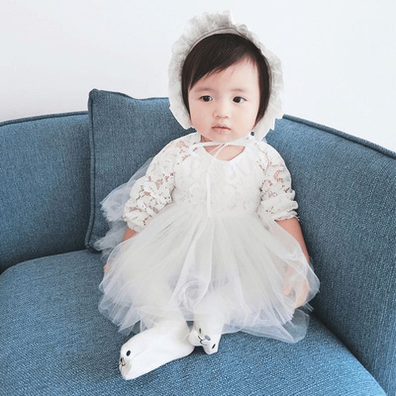 Qz7013 on Behalf of One Generation Ins Infant Explosion Lace Dress with Hat Gauze Dress. - MRSLM