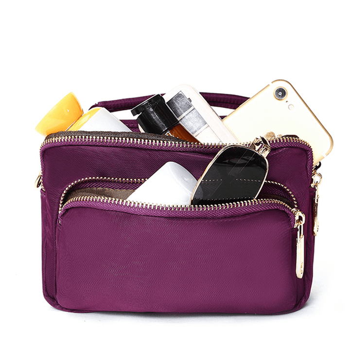 Women Nylon Waterproof Multi Pocket Zipper Handbag Crossbody Bag - MRSLM