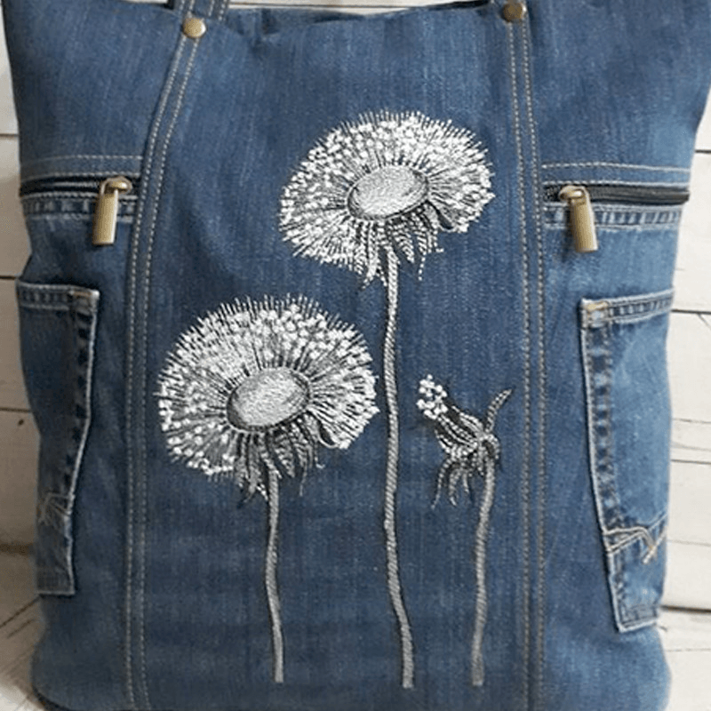 Women Flower Print Canvas Handbag Shoulder Bag Handbag - MRSLM