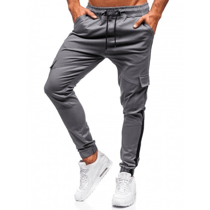 Men'S Solid Color Flip Pocket Casual Tethered Straight Sports Pants - MRSLM