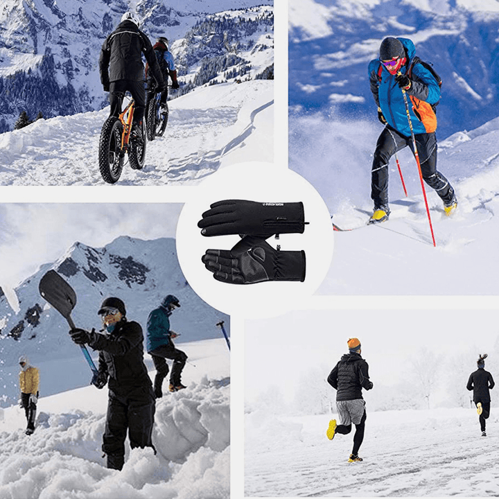 Unisex Outdoor Sports plus Velvet Thicken Windproof Cold Proctection Warm Zipper Touch Screen Gloves Winter Riding Mountaineering Ski Gloves - MRSLM