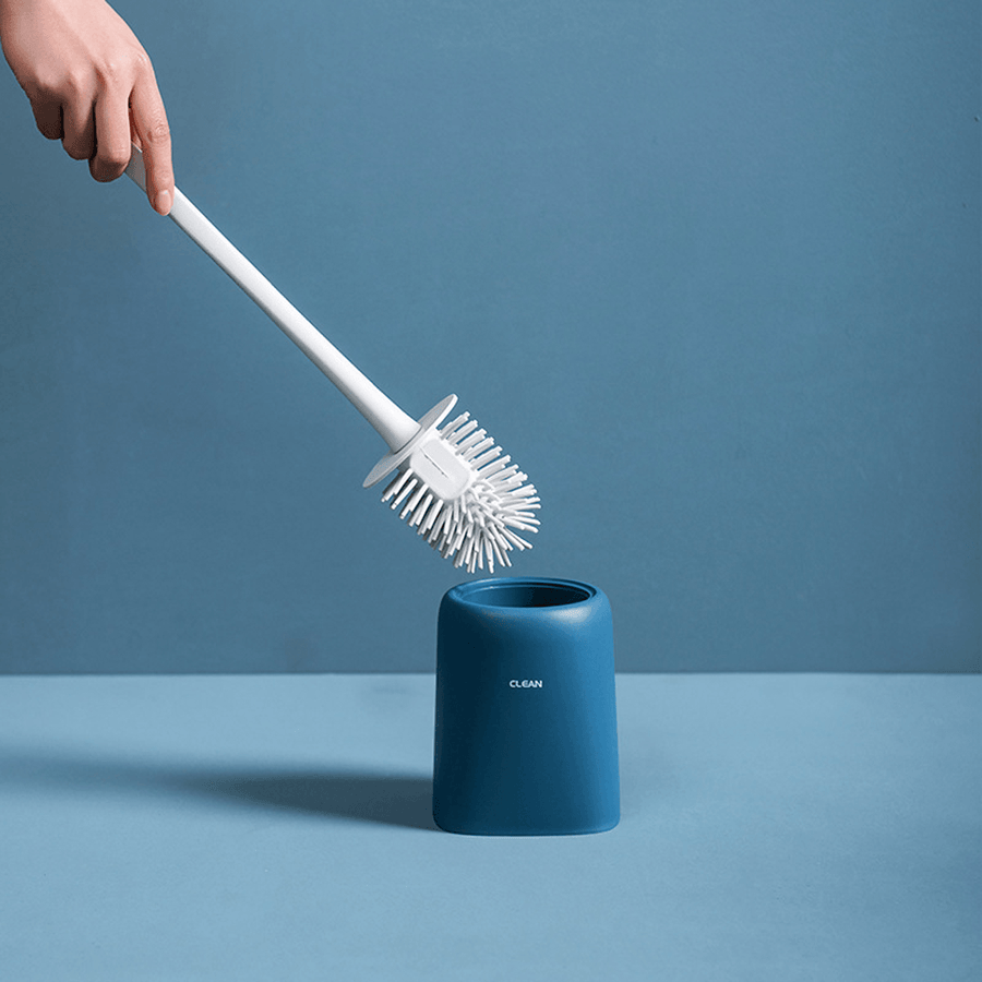 Toilet Brush and Holder Set Soft Silicone Bristle Toilet Bowl Brush Compact Toilet Brush for Bathroom Cleaning - MRSLM