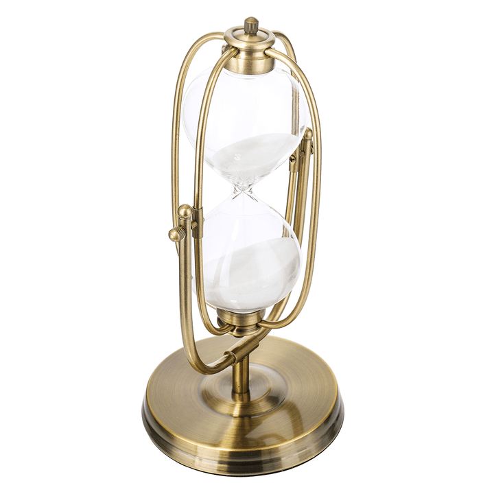 60Min Hourglass Timer Bronze Rotation Sand Glass Countdown Home Office Decorations - MRSLM