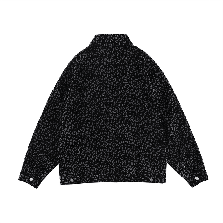 Men'S Leopard Print Jacket Loose Lapel Workwear Jacket Denim - MRSLM