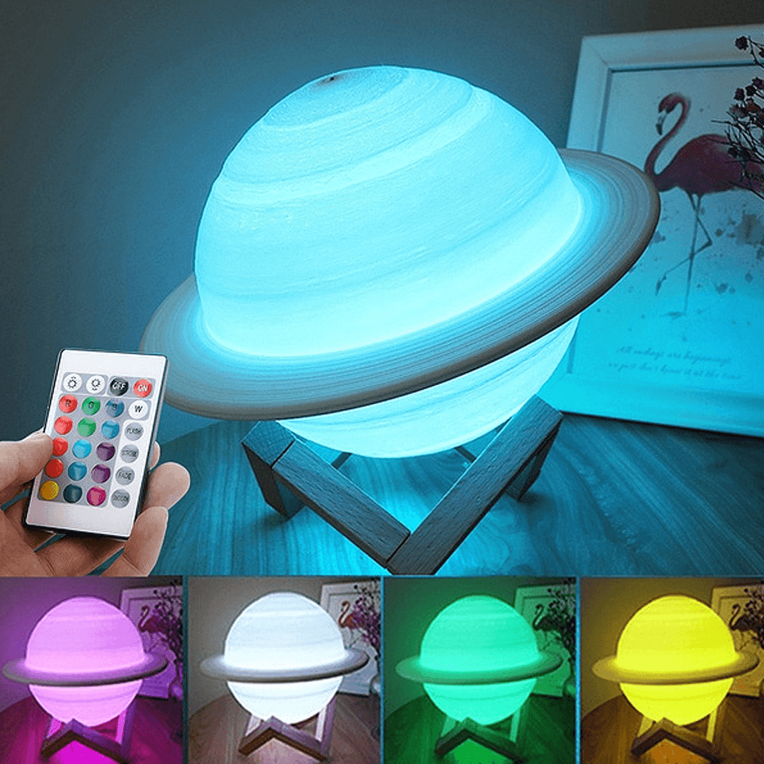 3D LED USB Saturn Star Light Sleep Romantic Starry Night Sky Desk Lamp Remote Control - MRSLM