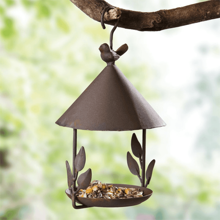 Bird Feeder Bird Iron Rainproof Windproof Hanging Style Feeder for Outdoor Various Pet Birds Feeding Supplies - MRSLM