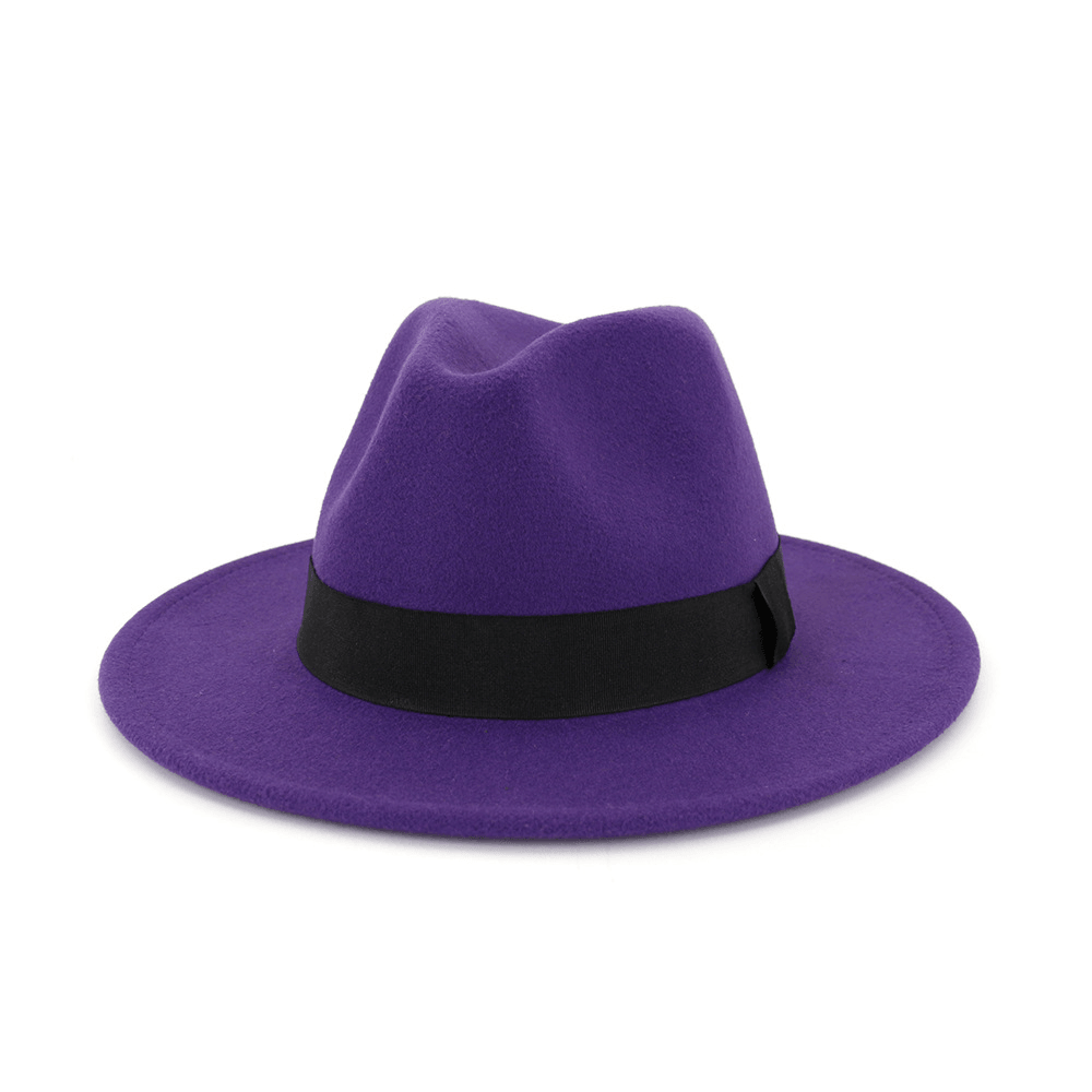 Black Top Hat European and American British Style All-Match Flat-Brimmed Jazz Hat Woolen Hat - MRSLM