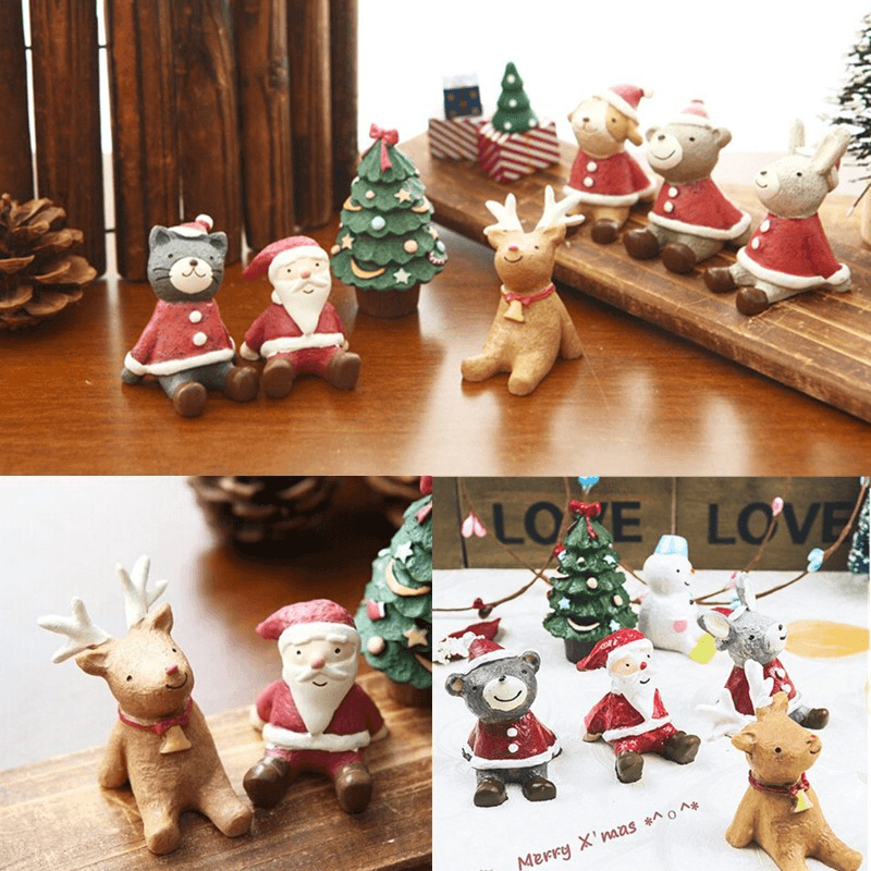 Lovely Christmas Wedding Santa Animals Decoration Cute Resin Gift Home Decor Furnishings - MRSLM