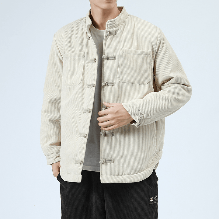 Men'S Casual Cotton-Padded Buckle Top Coat - MRSLM