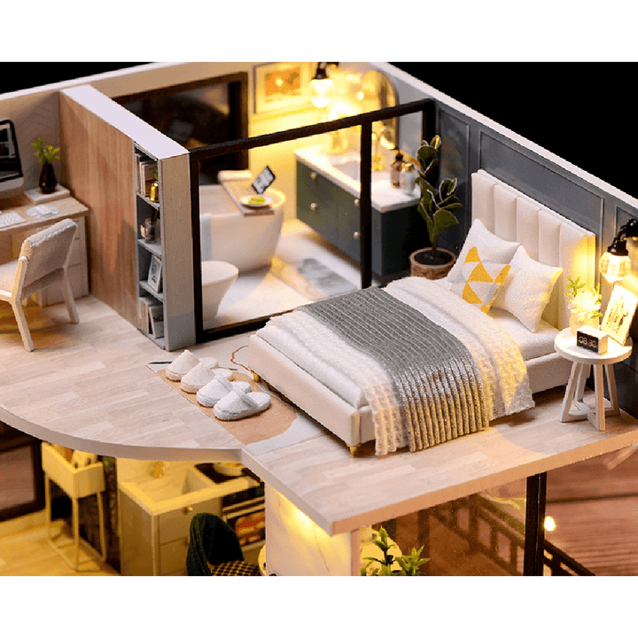 CUTEROOM L-032-B Cozy Time Space Sense Innovative Design Double-Layer LOFT Assembled Doll House with Furniture - MRSLM