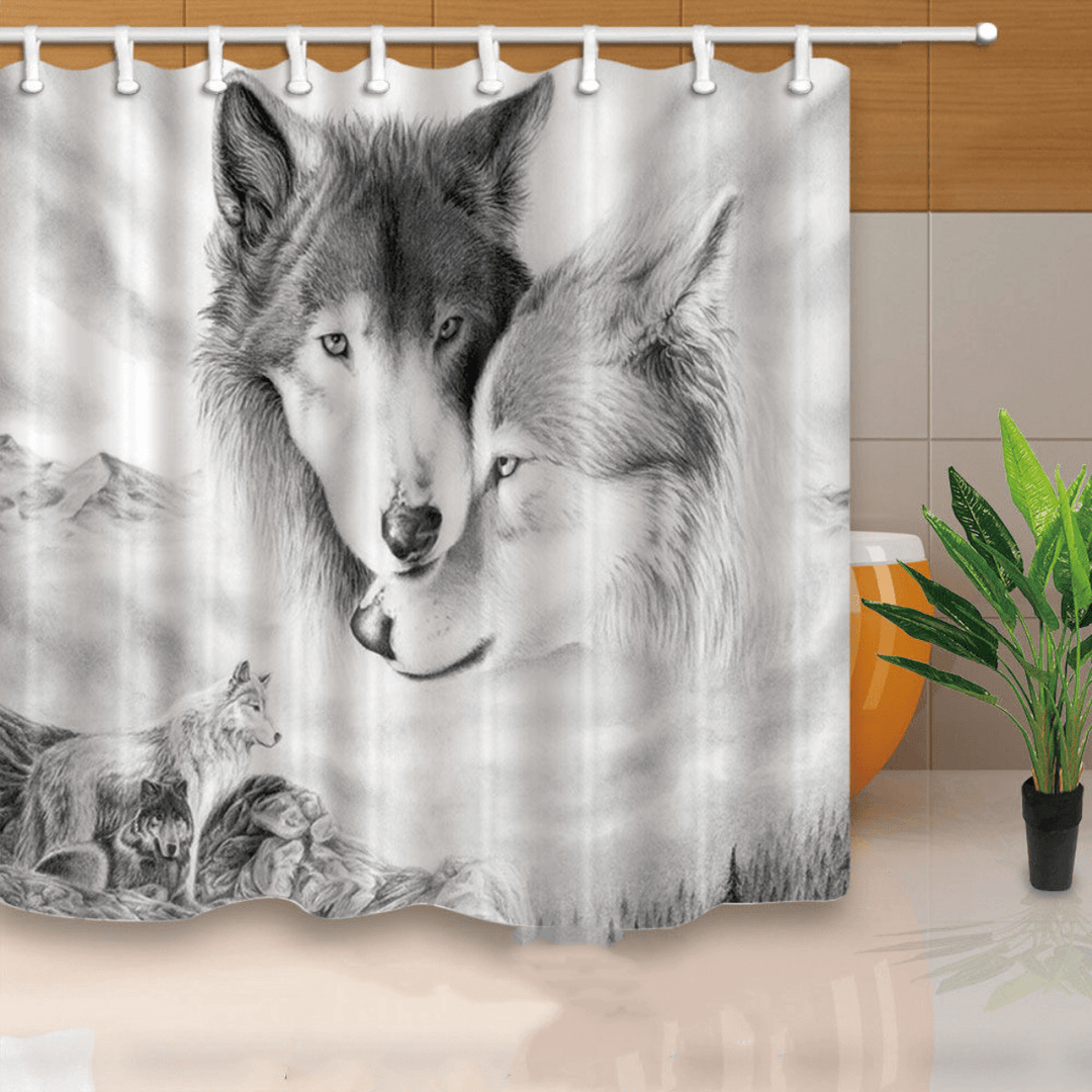 Custom Wolf Shower Curtain Art Print Pattern Shower Curtain Bathroom Decoration Curtain - MRSLM