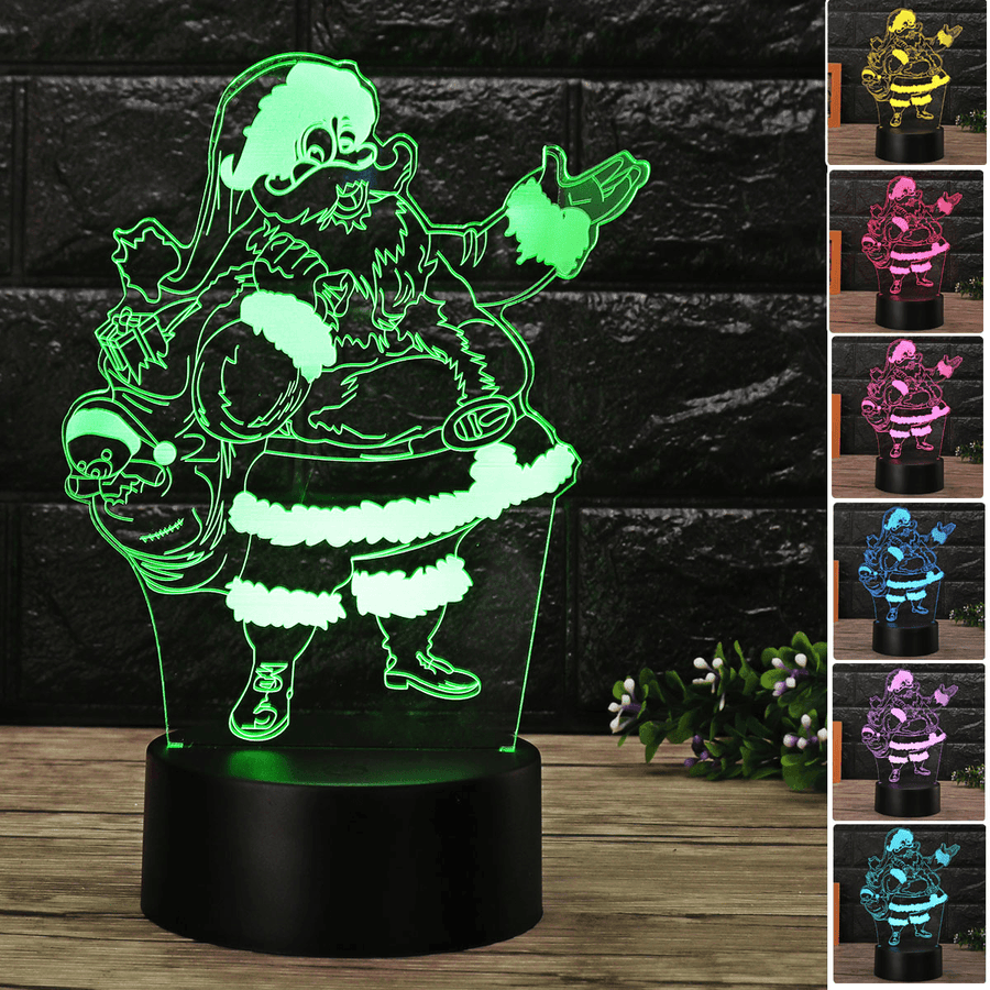 Christmas 3D Santa Claus LED Night Touch Color Changing Illusion USB Light Lamp - MRSLM