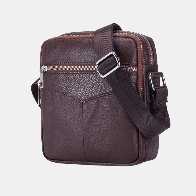 Bullcaptain Men Genuine Leather Multifunction Waterproof Anti-Theft Phone Bag Crossbody Bag Shoulder Bag - MRSLM