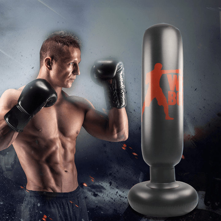KALOAD 160Cm Inflatable Boxing Pillar Adult Kids Tumbler Punching Bag Thickened Vertical Fitness Exercise Column - MRSLM