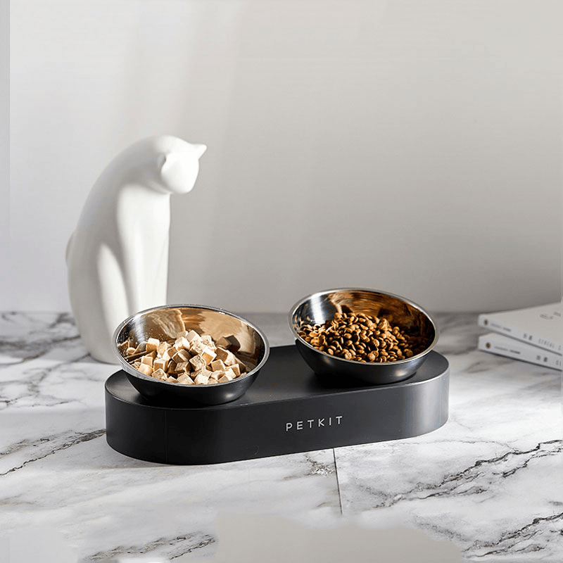 New PETKIT Stainless Steel Double Bowls FRESH Nano 15° Adjustable Double Feeder Bowls Water Cup Cat Bowls Drinking Bowl from Pet Bowl - MRSLM
