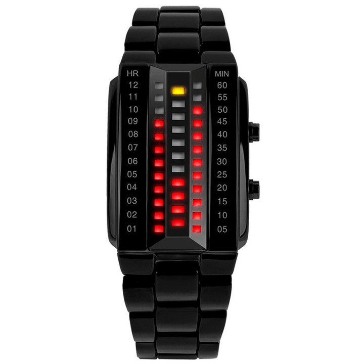 SKMEI 1013 Fashionable Creative Couple LED Display Watch Full Steel Band Digital Watch - MRSLM