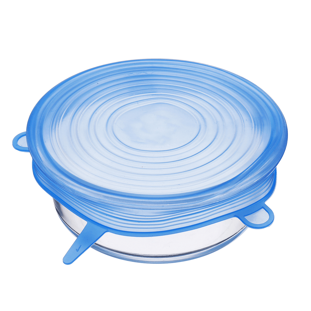 6Pcs/Set Silicone Stretch Suction Pot Lids Kitchen Cover Pan Bowl Stopper Cap - MRSLM
