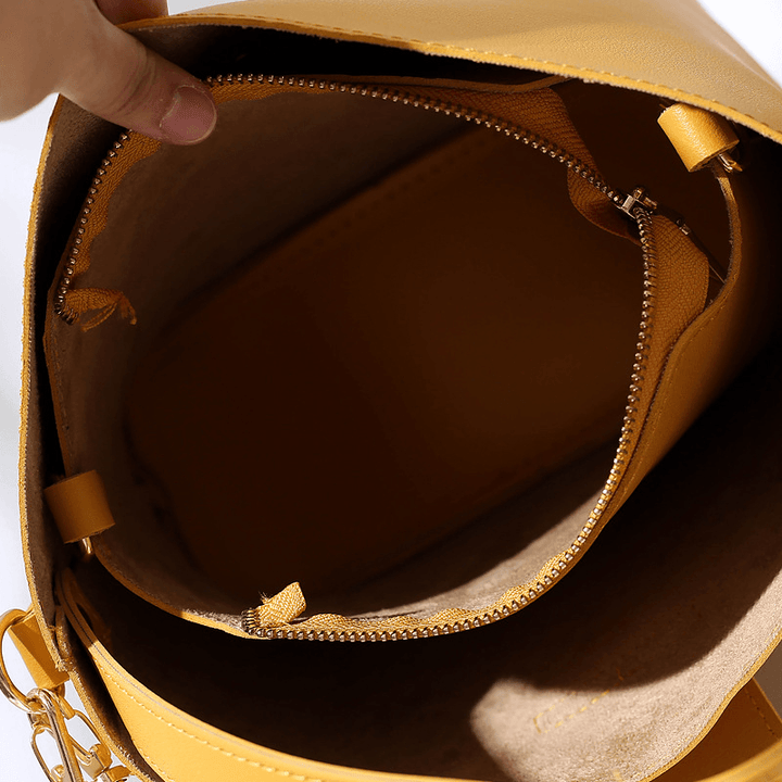 Two-Piece Solid Snake Pattern Bucket Handbag Shoulder Bag - MRSLM