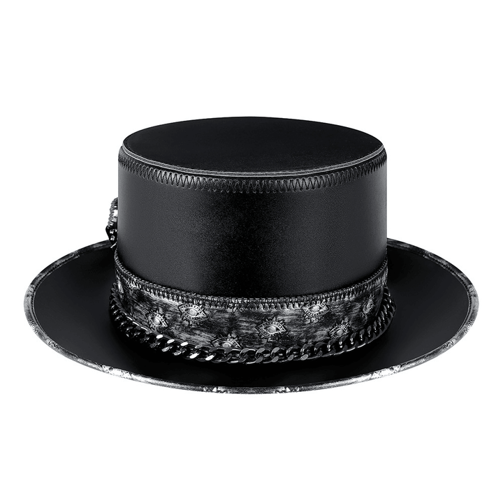 PU Leather Skull Chain Gentleman Hat - MRSLM