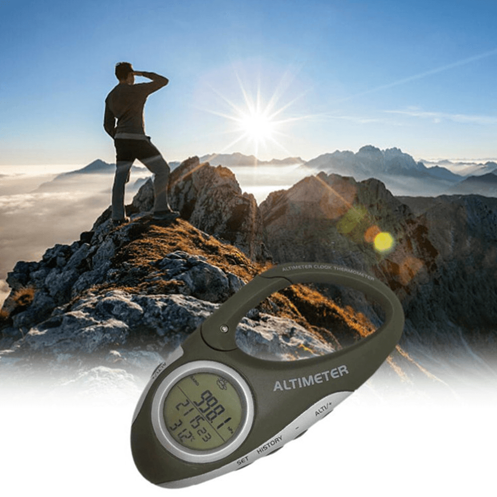Multi-Function Carabiner Altimeter Barometer Height Measuring Instrument Carabiner with Thermometer Weather Forecast Orientation Mode Instrument for Outdoor Camping Climbing Hiking - MRSLM