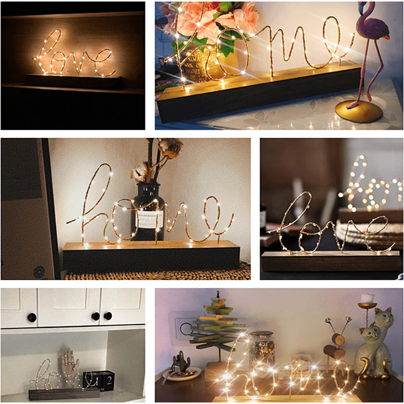 Wood Mini LED Night Light Home Love Desktop Letter Lamp Home Party Decor - MRSLM