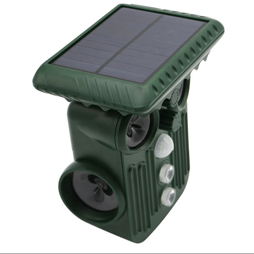 Solar Animal Repeller Ultrasonic Infrared LED Flash Drive Dog Cat 5 Levels Adjustable Waterproof Mouse Snake Kangaroo Alarm Drive Repeller - MRSLM