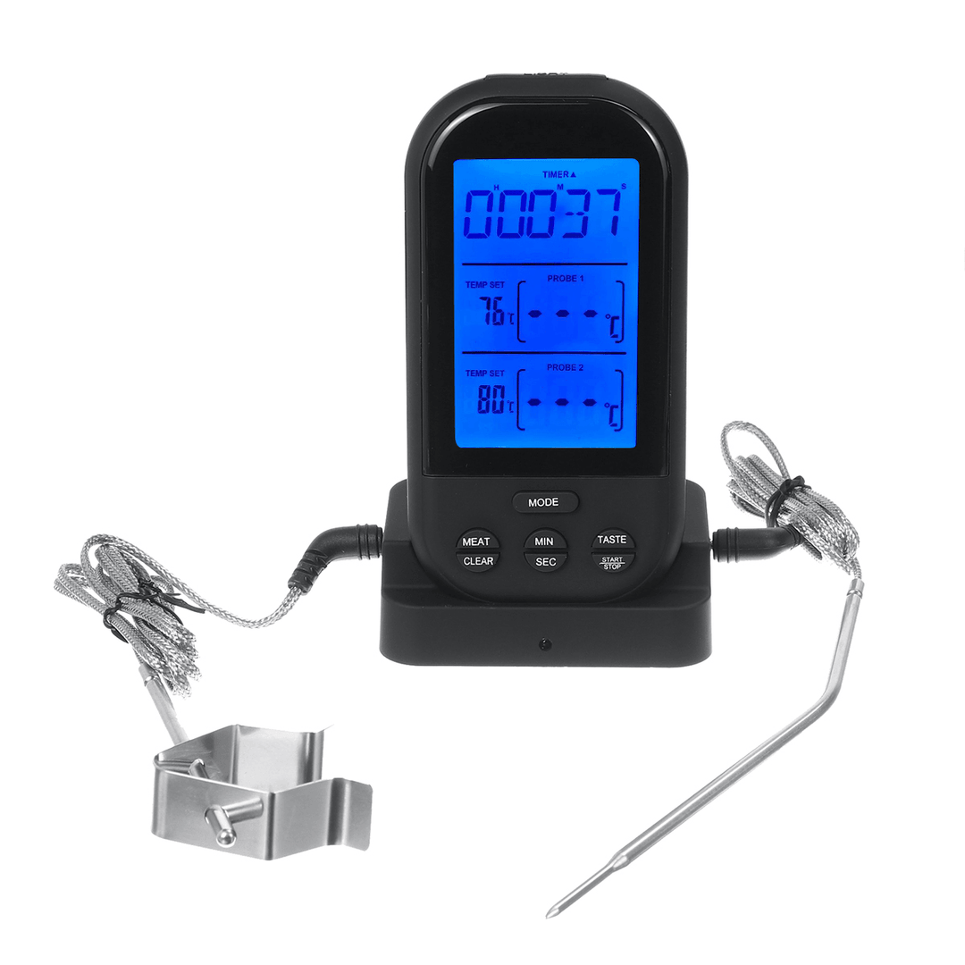 LCD Digital Kitchen BBQ Thermometer Dual Probe Detection Cooking Barbecue Grill Meat Detector - MRSLM