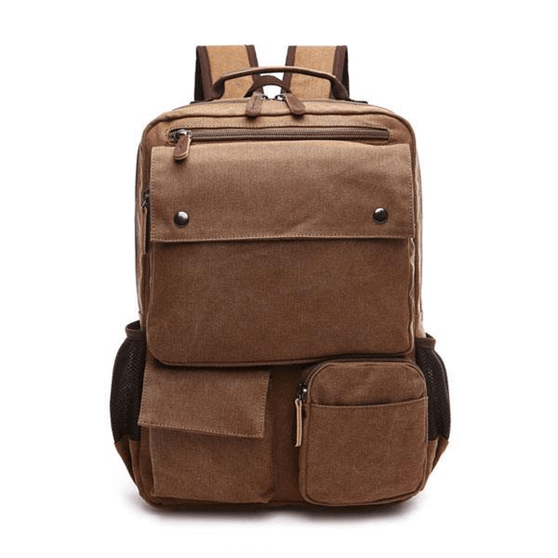 Men Canvas Big Capacity Travel Zipper Multifunctional Shoulders Bag Backpack - MRSLM