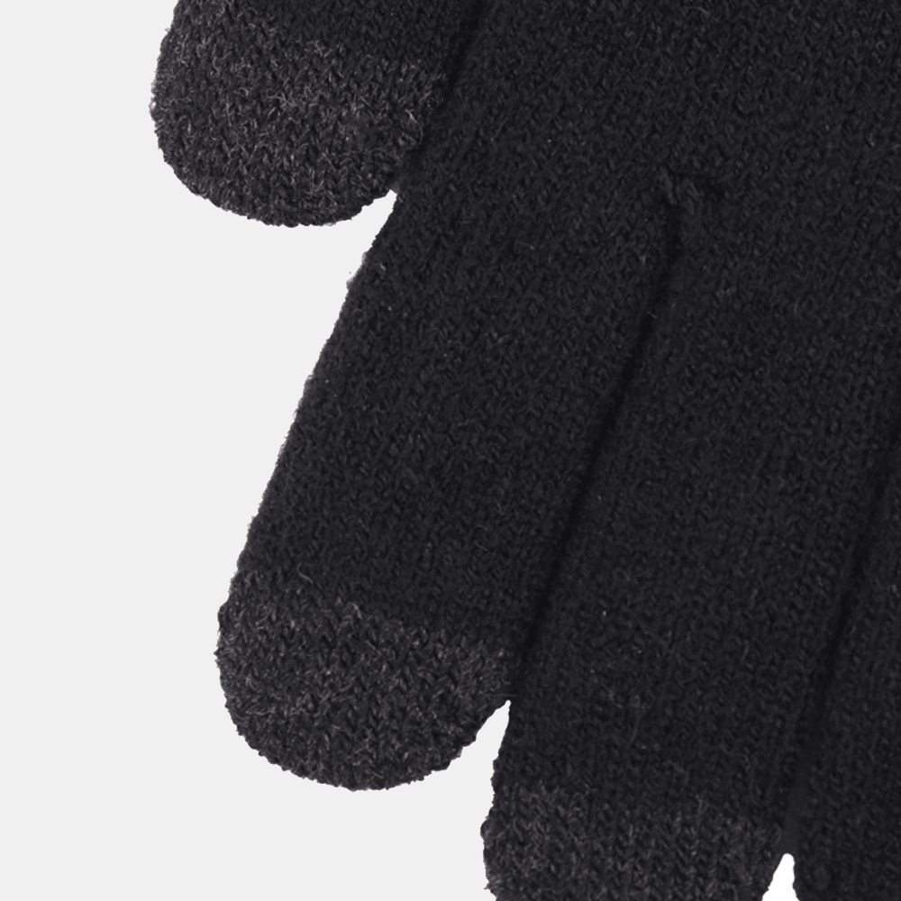 Men Winter Cool Protection Warm Full-Finger Woolen Knitted Gloves Thicken plus Velvet Three-Finger Touch-Screen Thermal Gym Gloves - MRSLM