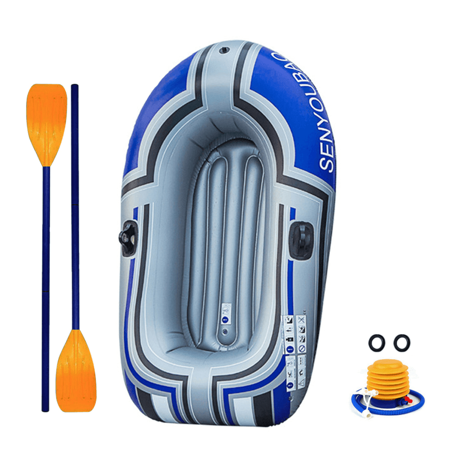 155X100Cm Single Inflatable Boat PVC Thicken Kayak Canoe Drifting Diving Fishing Boat with Paddle Foot Pump - MRSLM