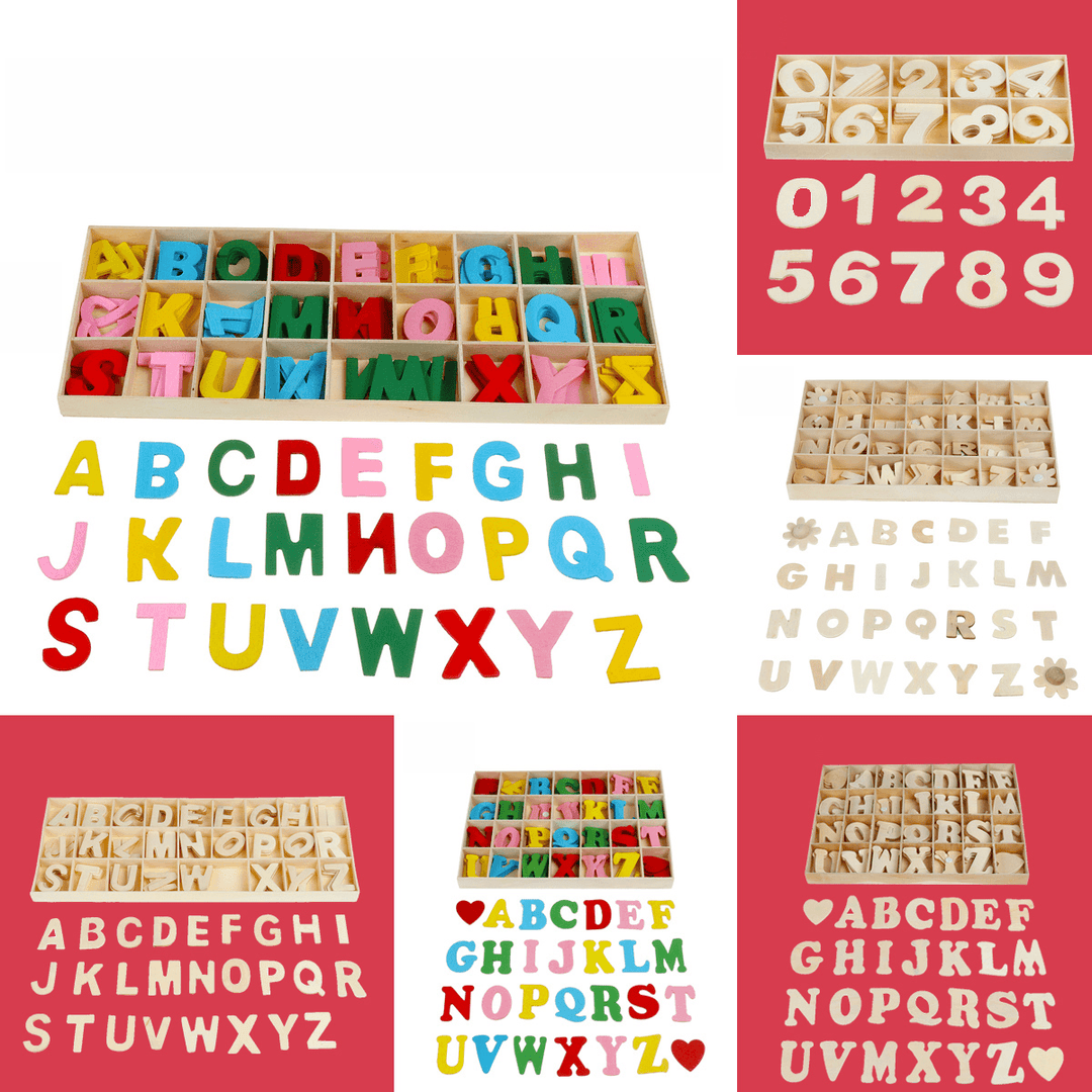 Wooden Alphabet Scrabble Toy Letters Number Educational Craft Children Kids Learning Toys Gift - MRSLM
