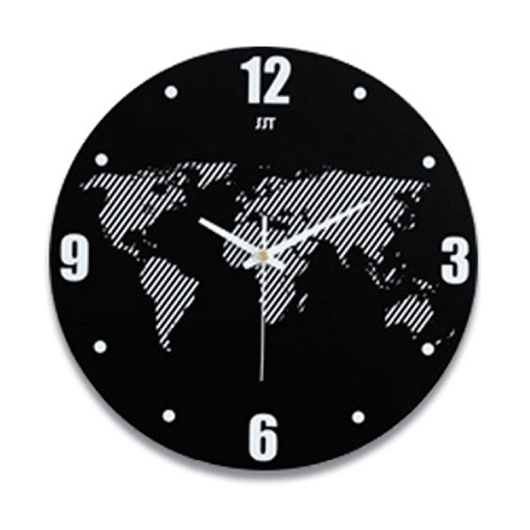 World Map Wall Clock Modern Travel around Density Fibreboard Record Home Kitchen - MRSLM