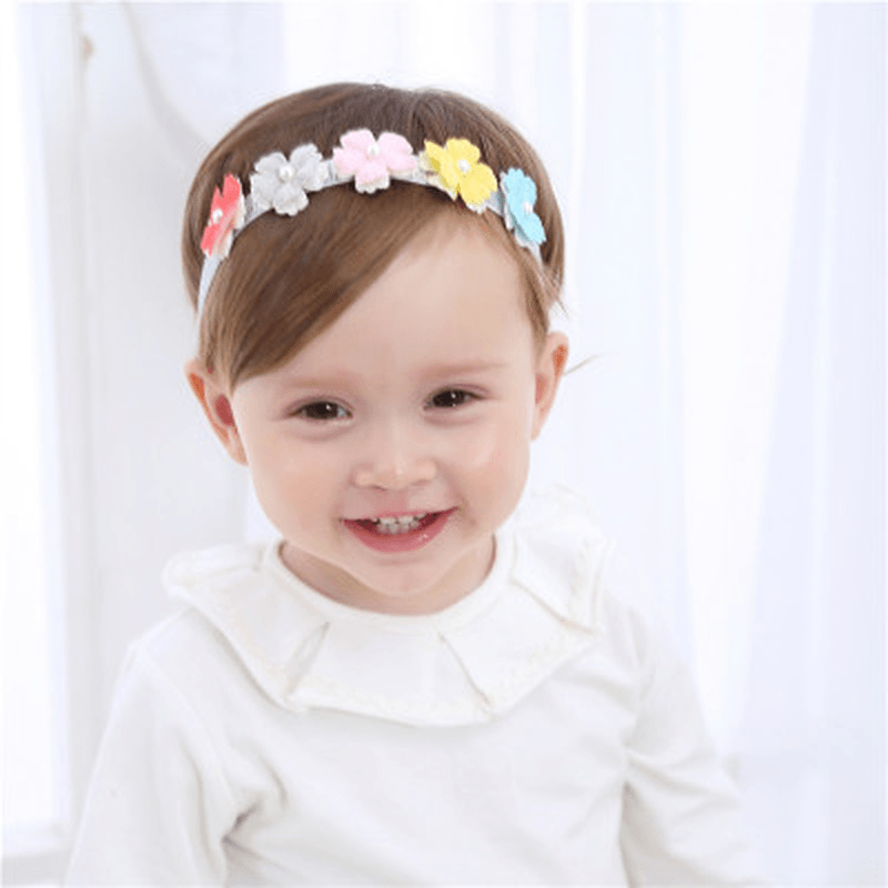 Children'S Pearl Five-Color Flower Headband - MRSLM