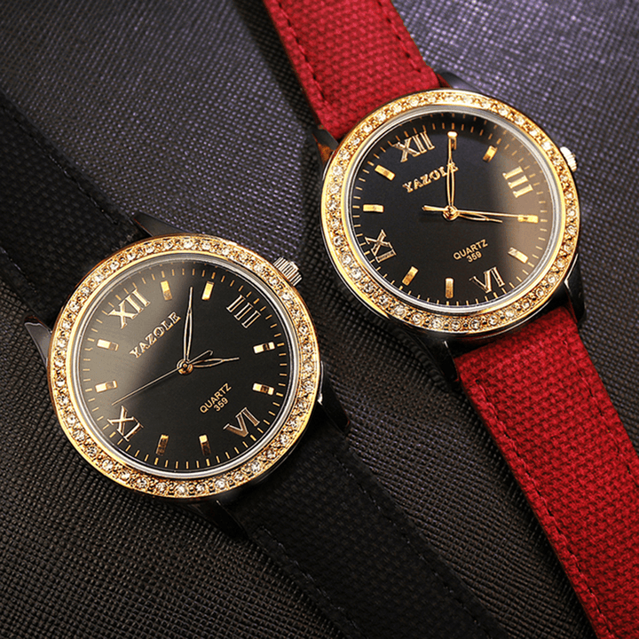 YAZOLE 359 Fashion Women Quartz Watch Retro Crystal Gold Luxury Genuine Leather Watch Ladies Watch - MRSLM