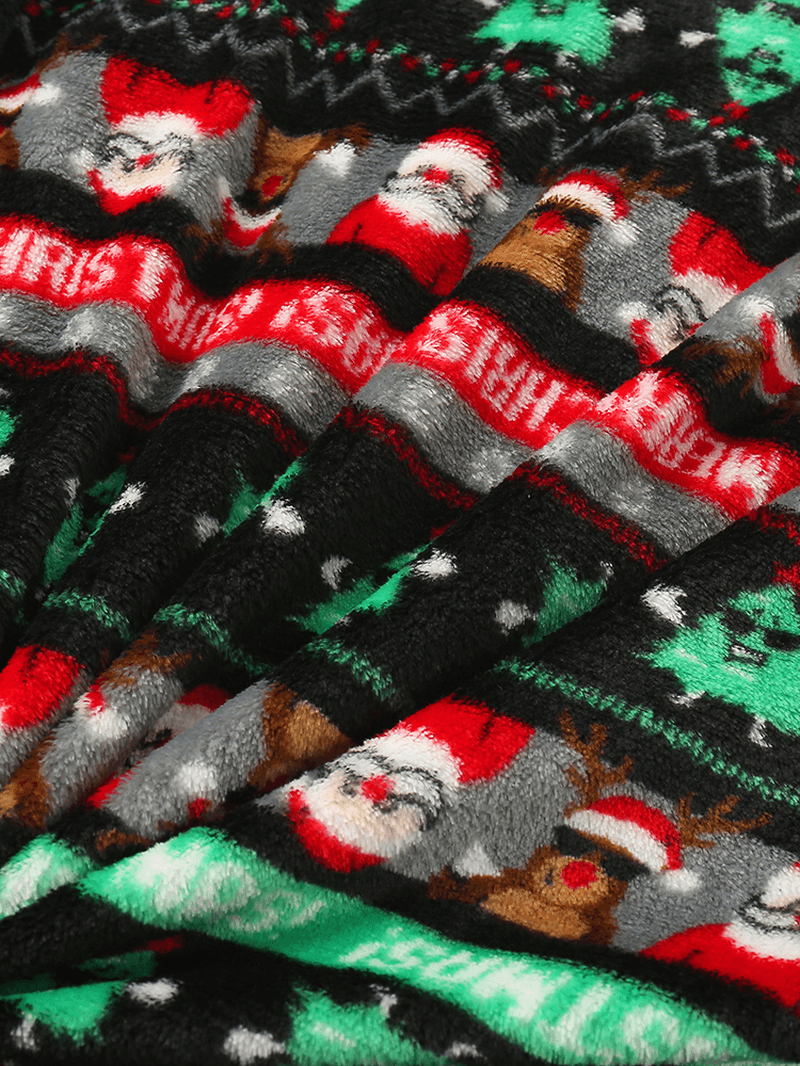Women Christmas Flannel Printed Zip Ear Detail Long Sleeve Onesies Hooded Pajamas - MRSLM