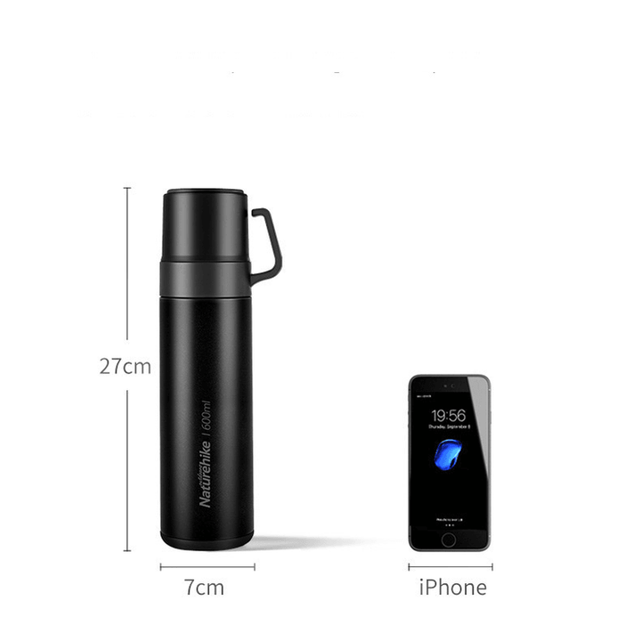 Naturehike NH17S020-B 600Ml 304 Stainless Steel Vacuum Cup Double Lid Bottle Camping Travel - MRSLM