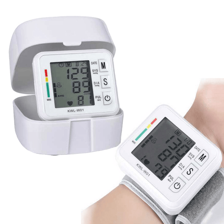 Boxym Wrist Blood Pressure Monitor Automatic LCD Blood Pressure Measurement Electronic Sphygmomanometer Tonometer Health Household Heart Rate Equipment - MRSLM