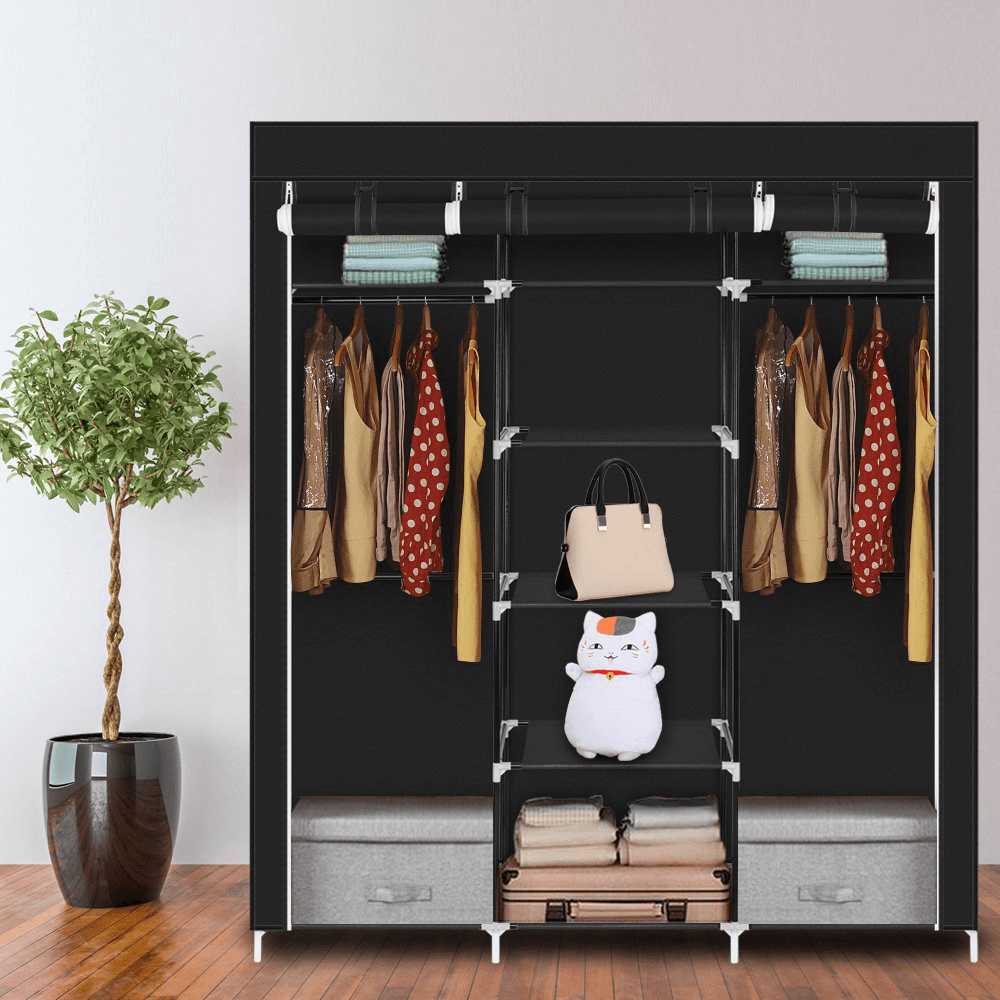 Nonwoven Wardrobe Large Portable Clothes Closet Storage Cabinet Organizer with Shelves - MRSLM