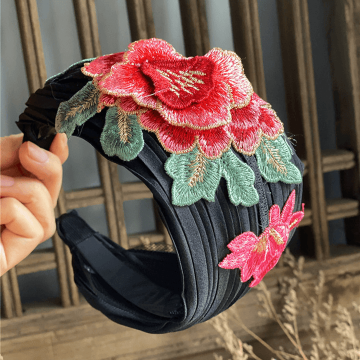 Women Embroidered Printed Headband Vintage Floral Ethnic - MRSLM