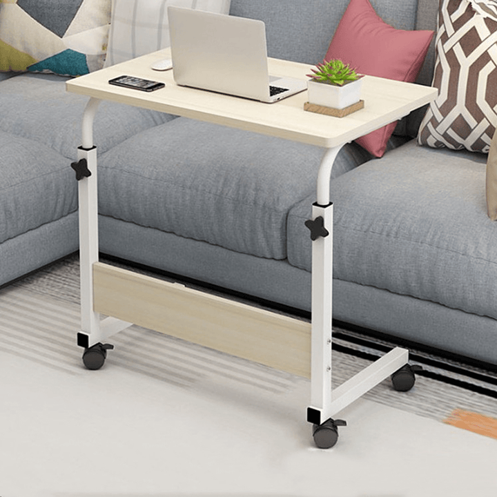 Mobile Laptop Desk Adjustable Height Computer Wood Table Stand Bed Bedside - MRSLM
