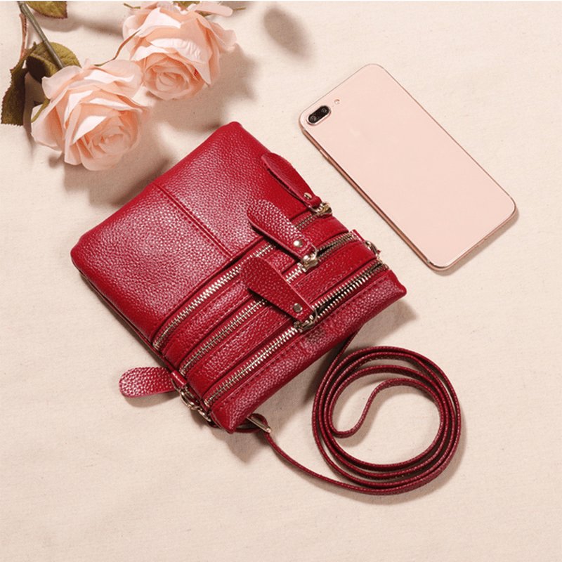 Women Genuine Leather Multi-Function Phone Bag - MRSLM