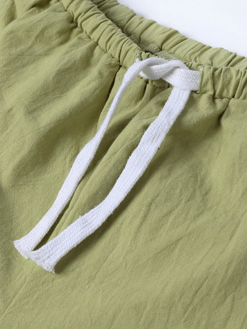 Solid Color Elastic Waist Ruffle Shorts Pants - MRSLM