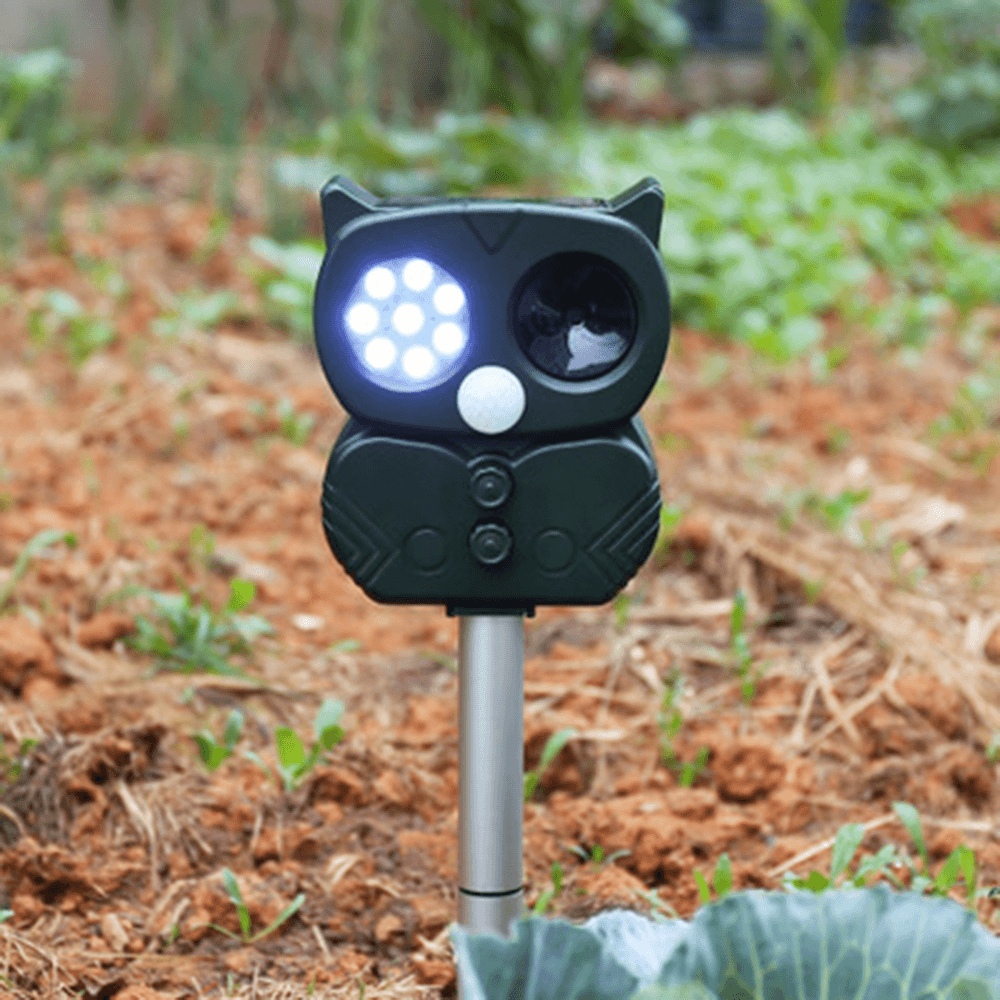 Solar Powered Ultrasonic Animal Repellent Garden Rechargeable Mole Repellent PIR Sensor Outdoor Pest Cat Dog Bird Insect Repellent - MRSLM