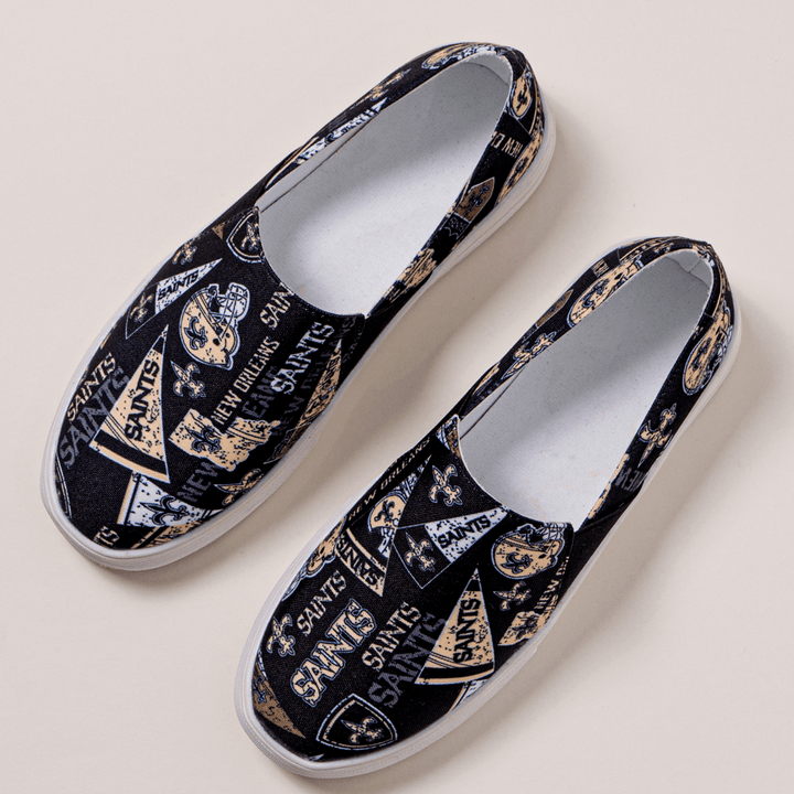 Women Casual Printing Letter Pattern round Toe Flat Canvas Shoes - MRSLM