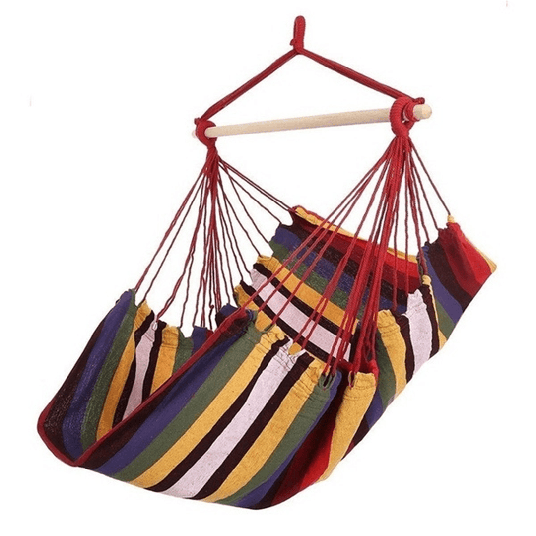 Garden Hammock Chair Hanging Swing Seat with 2 Cushions Outdoor Camping - MRSLM