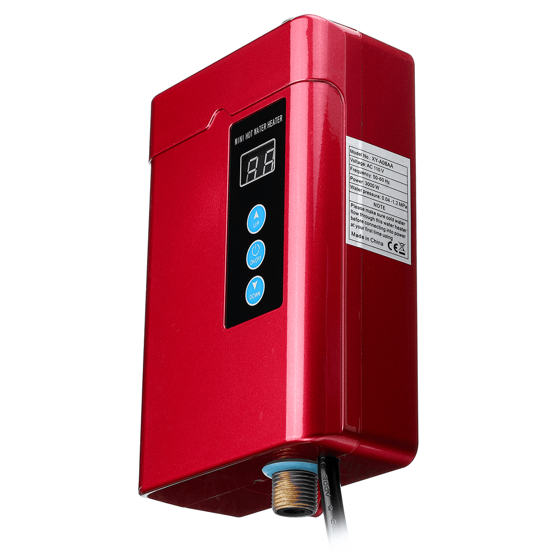 4000W LCD Mini Electric Tankless Hot Water Heater Instant Heating for Bathroom Kitchen Washing - MRSLM