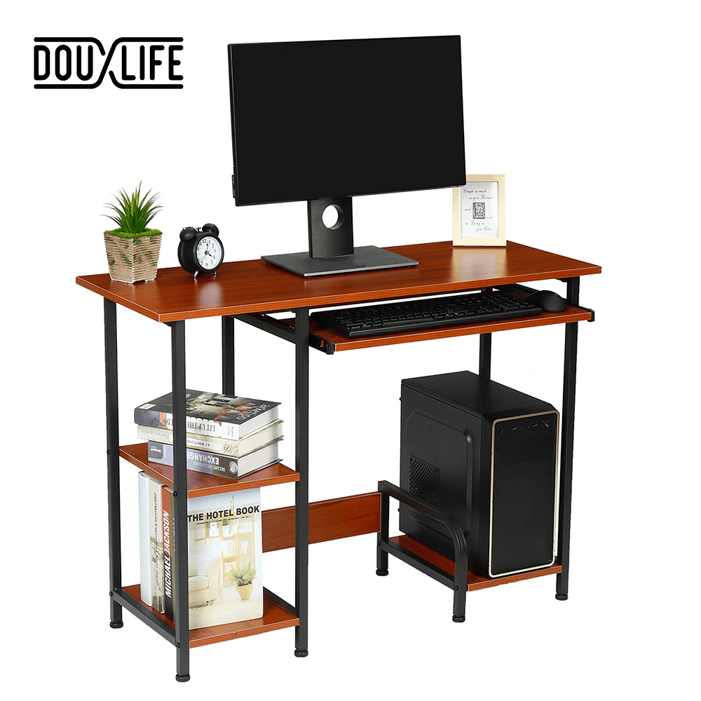 Douxlife® DL-OD04 Computer Laptop Desk 15Mm E1MDF Desktop Workstation with Multifunctional Open Shelves Perfect for Home Office - MRSLM
