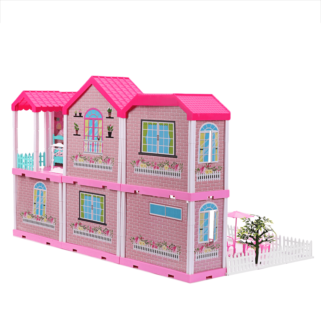 Kids Play House Toys Dollhouse Princess House 3D DIY Castle Home Girls Birthday Gifts - MRSLM