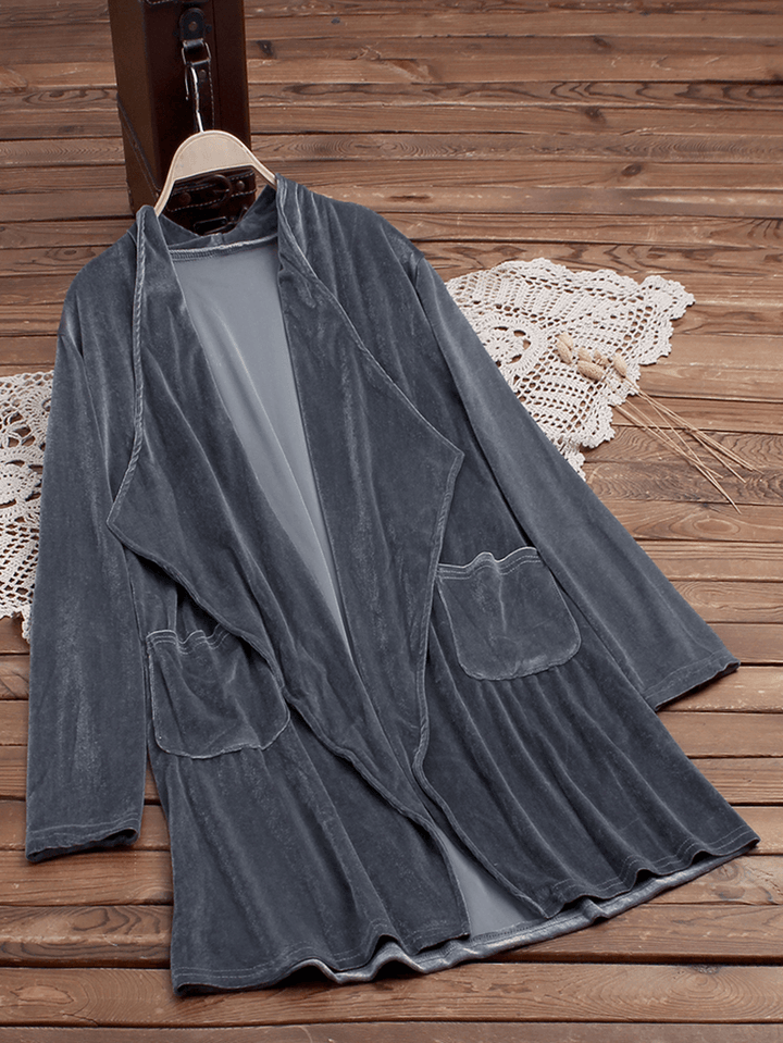 Pure Color Turn-Down Collar Long Sleeve Trench Coats - MRSLM