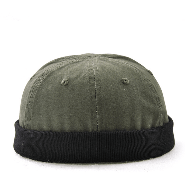 Men plus Size Hats Retro Solid Brimless Hat Adjustable Warm Skullcap Sailor Cap - MRSLM